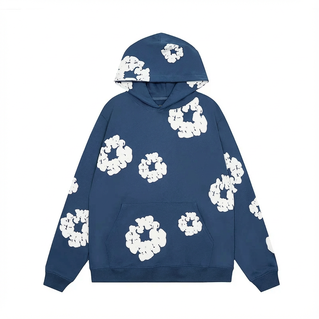 Chic Spring Sweatshirt for Men – Elegant Floral Design and Comfort – Blue