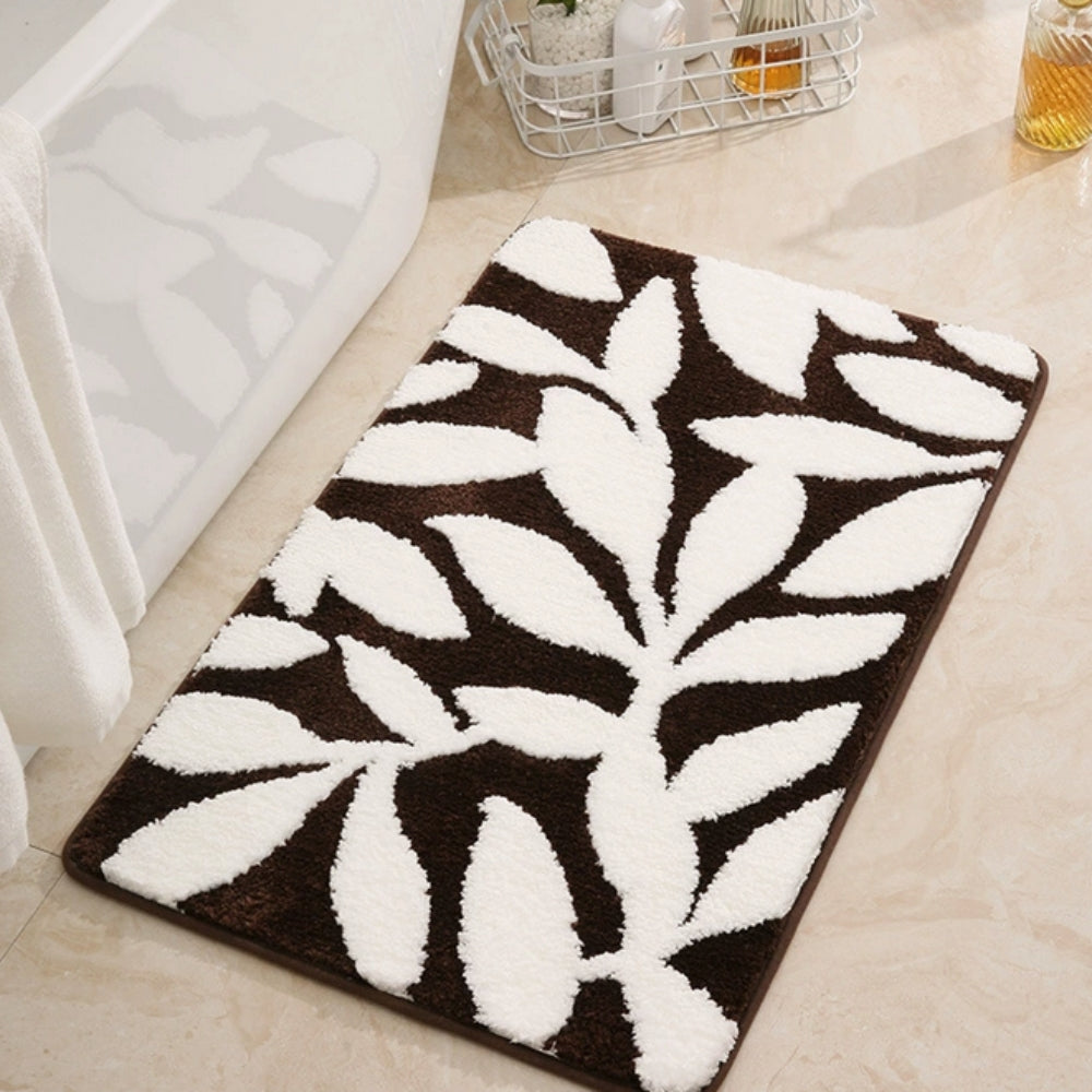 Serenity Leaf Design Bath Mat for Ultimate Comfort – Brown Vine