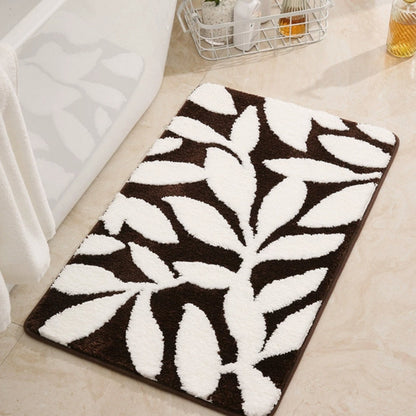 Serenity Leaf Design Bath Mat for Ultimate Comfort – Brown Vine