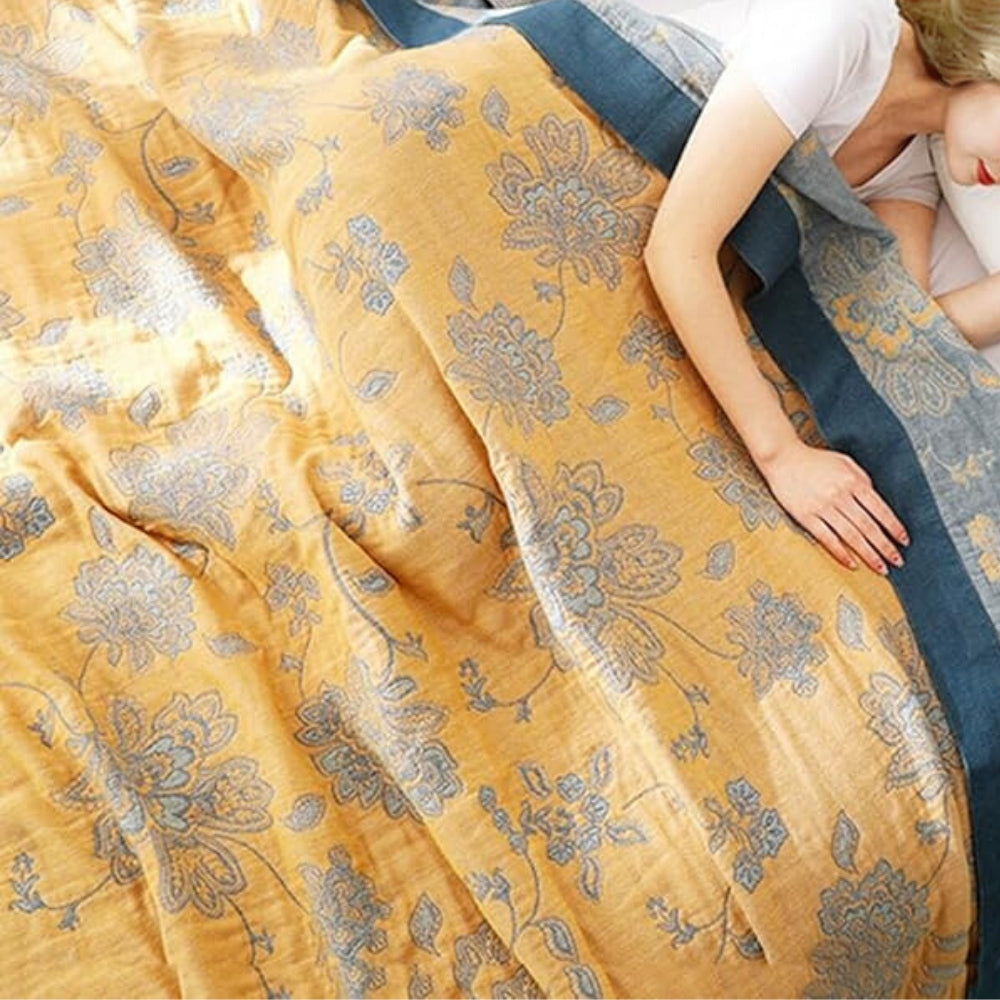 Lightweight Floral Blanket with Breathable Fabric Design