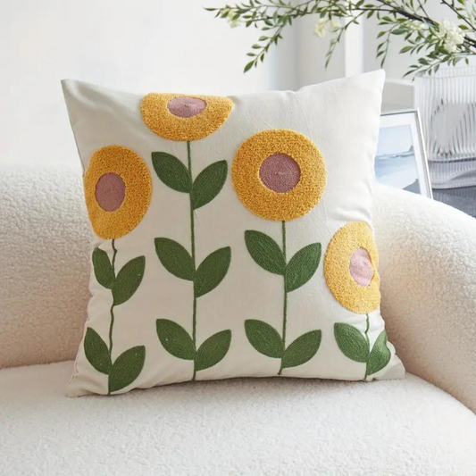 Nature-Inspired Decorative Cushion Cover – Yellow