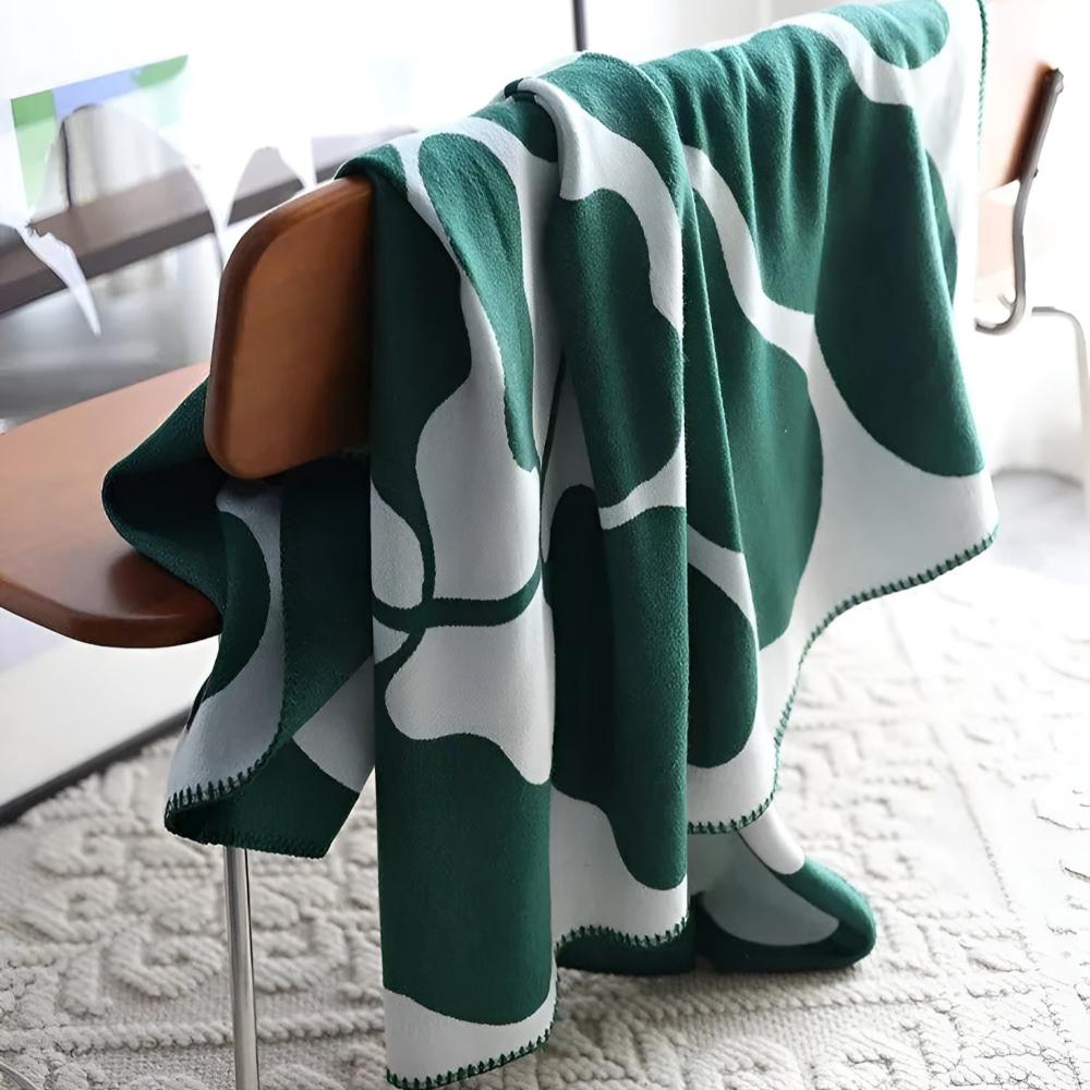 Cozy Home Decor Acrylic Throw Blanket 51x71 with Abstract Design – Green