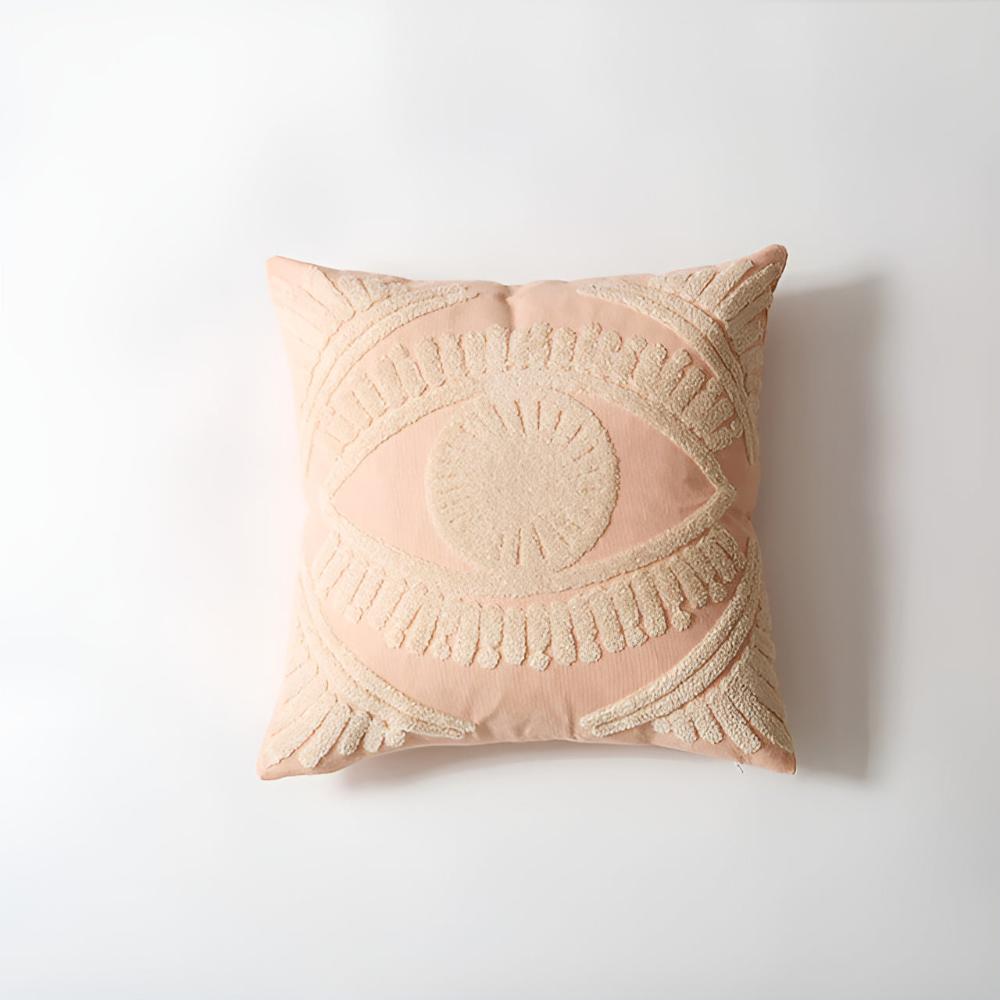 Chic Eye Motif Decorative Pillow Cover – Blush