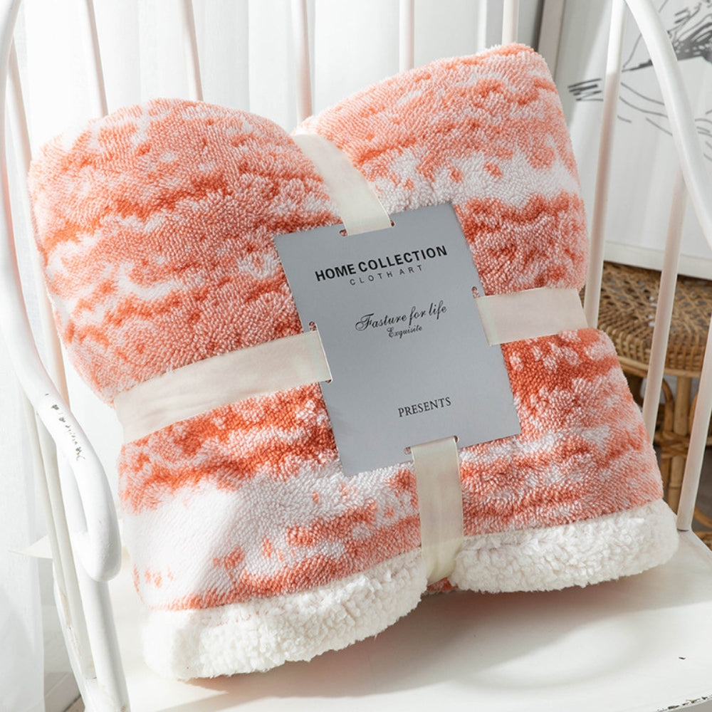 Luxura Plush Velvet and Sherpa Throw Blanket – Coral Dream