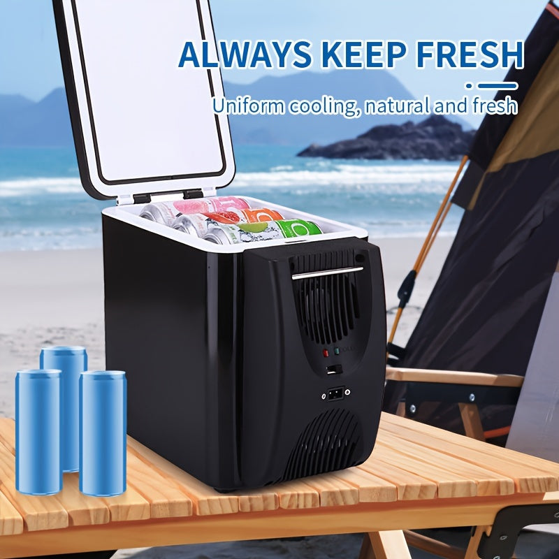 6L Mini Portable Fridge for Cars – DC 12V Electric Cooler for Drinks, Seafood, and Fruits – Black
