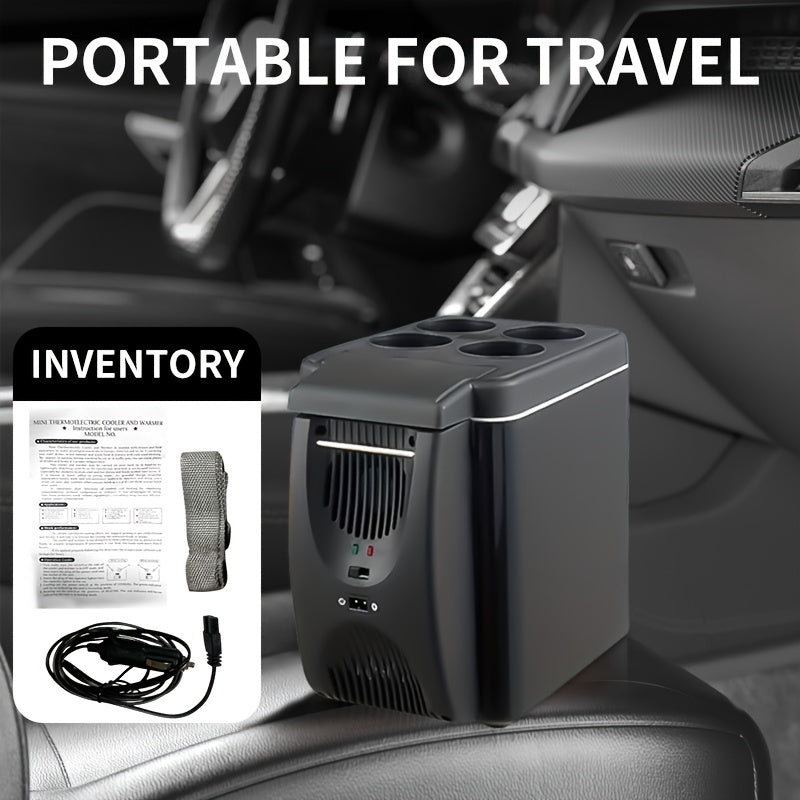 6L Mini Portable Fridge for Cars – DC 12V Electric Cooler for Drinks, Seafood, and Fruits – Black