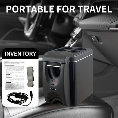 6L Mini Portable Fridge for Cars – DC 12V Electric Cooler for Drinks, Seafood, and Fruits – Black