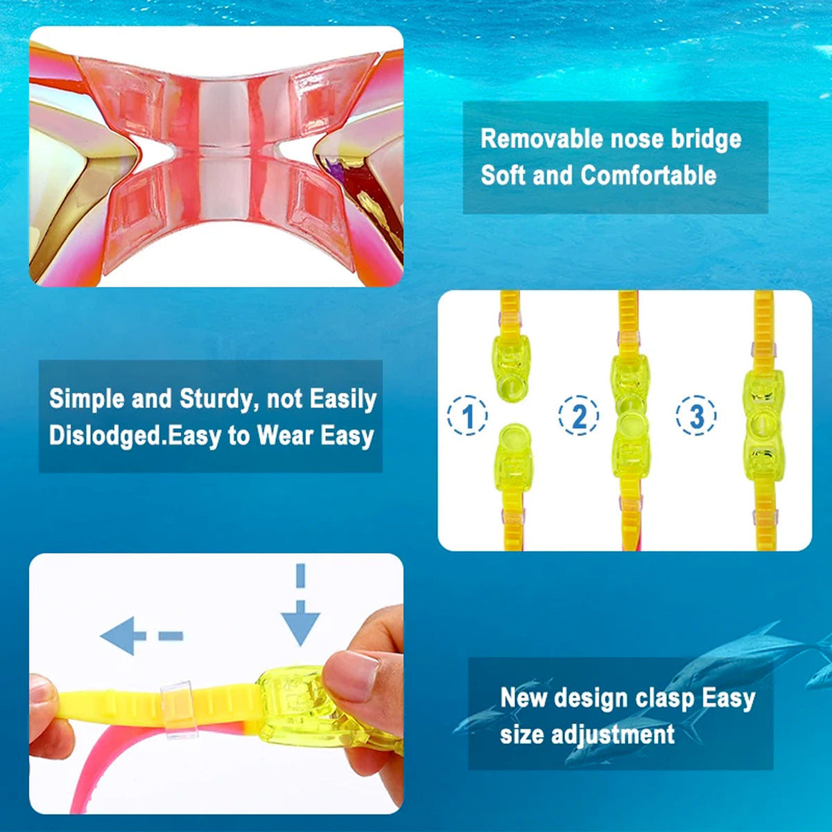 Kids Swim Goggles with Anti-Fog Technology and 180° Panoramic View