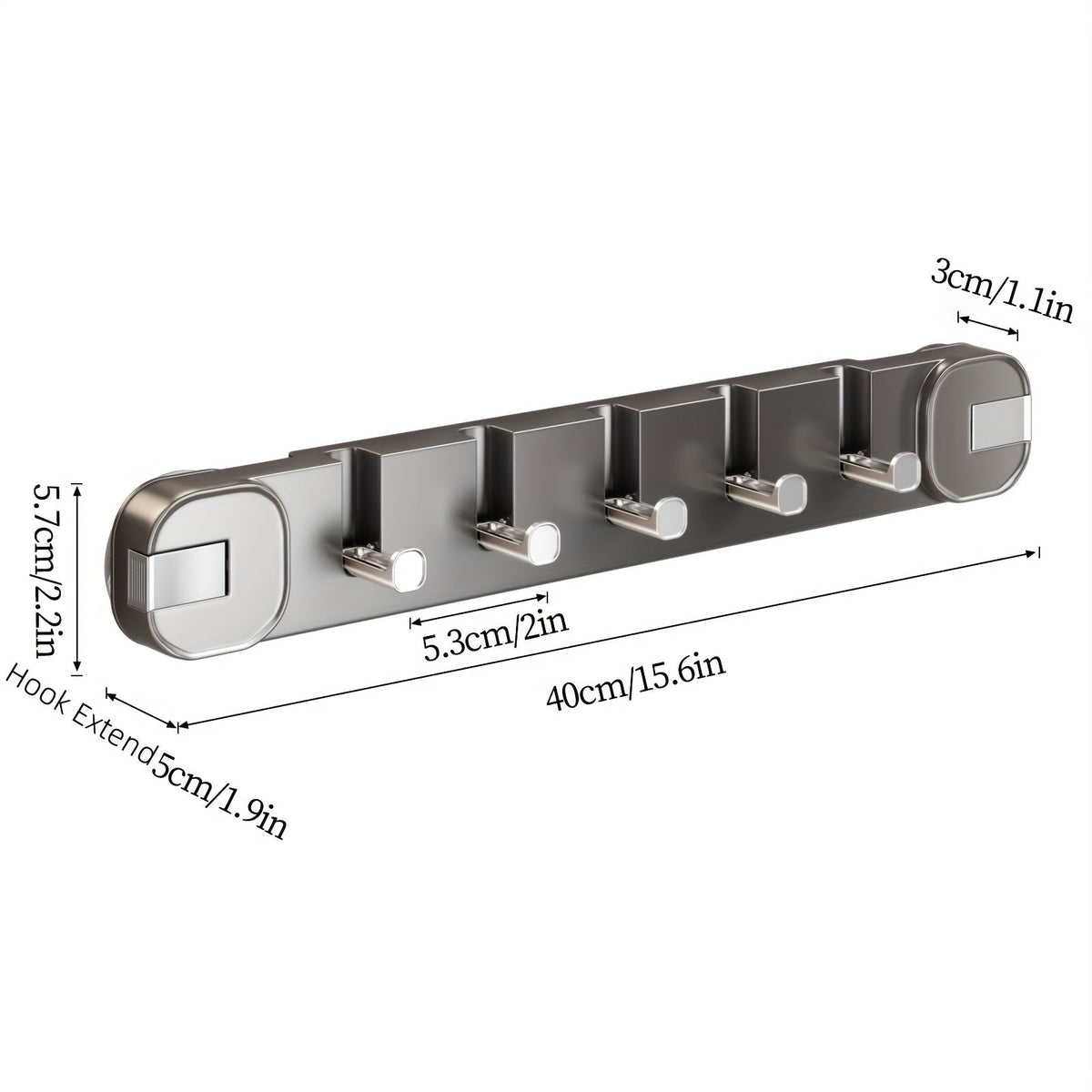 Wall Hook Panel No Drilling – Hidden 5-Hook Organizer Shelf