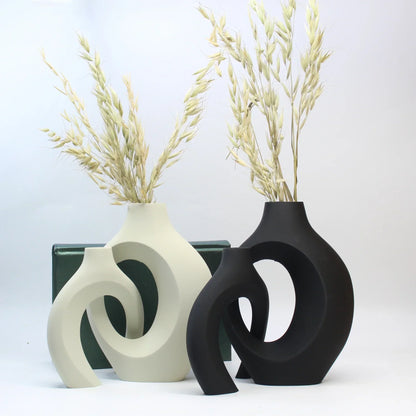 Nordic Style Hug Vase Collection for Home Decor – White