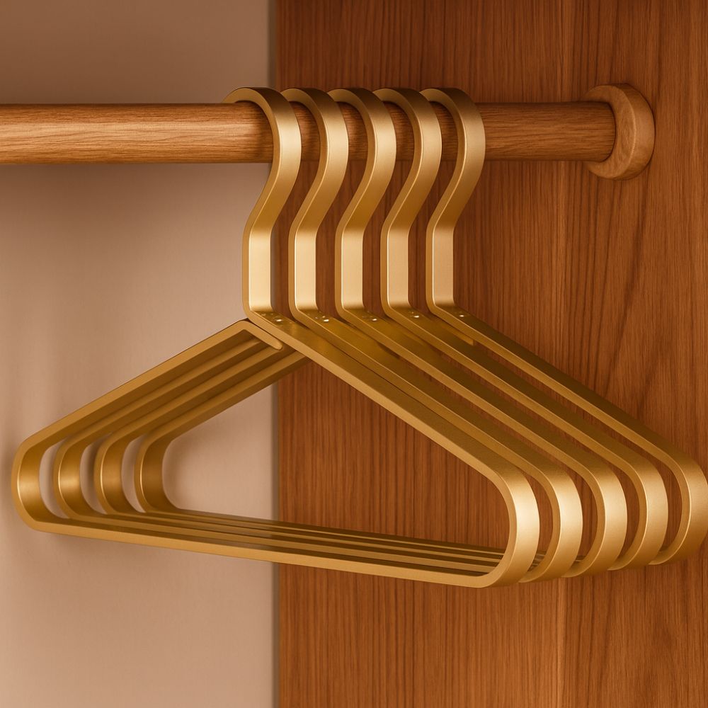 Sleek Space-Saving Clothing Hangers – Gold Finish