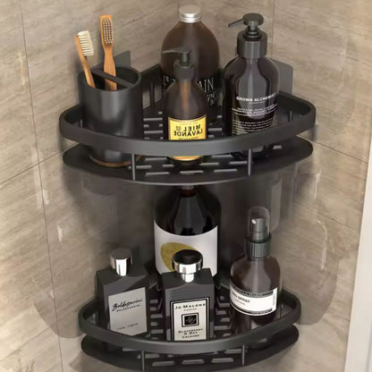 Curved Shower Storage Basket in Aluminum