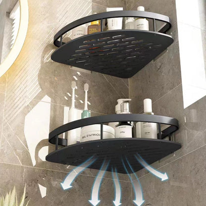 Curved Shower Storage Basket in Aluminum