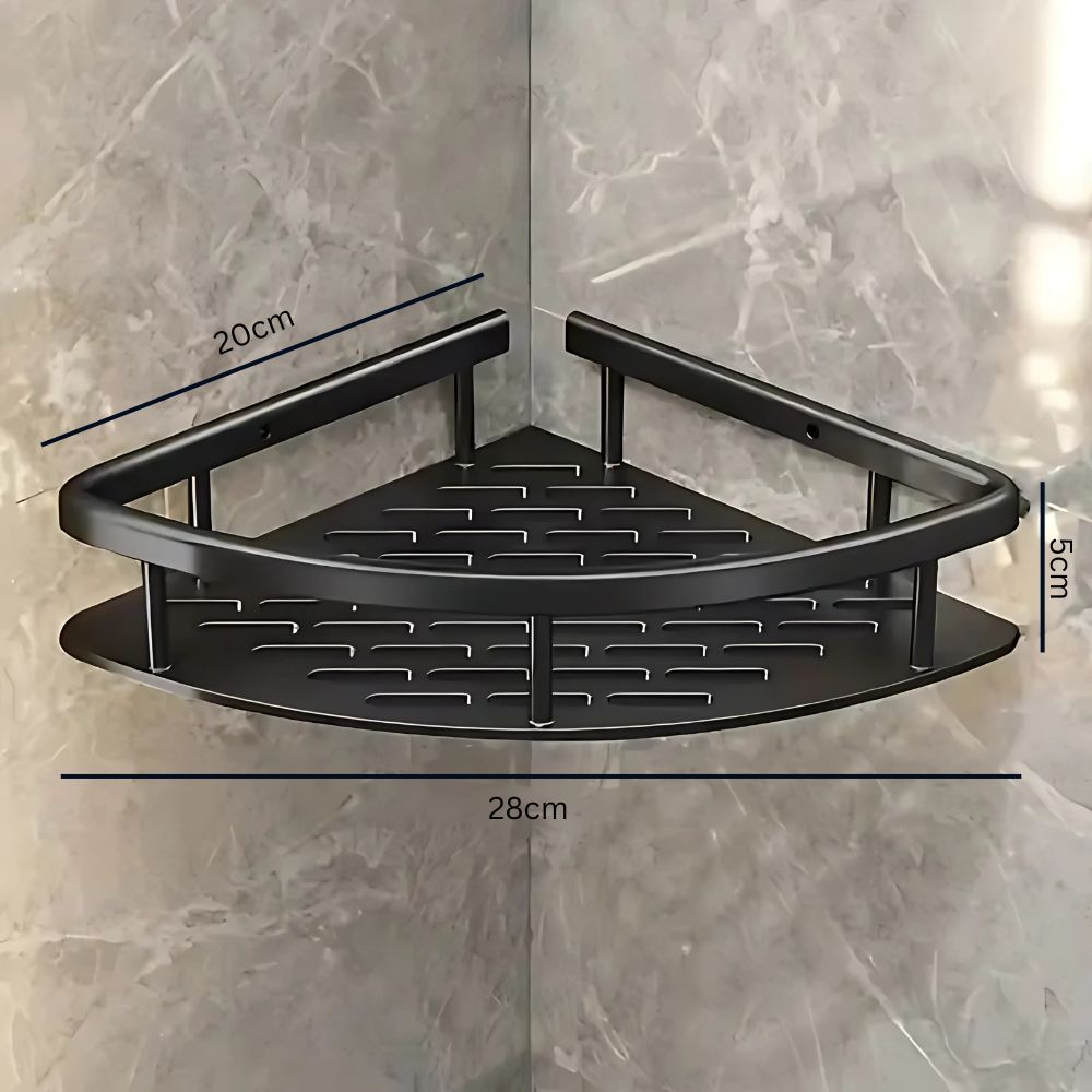 Curved Shower Storage Basket in Aluminum