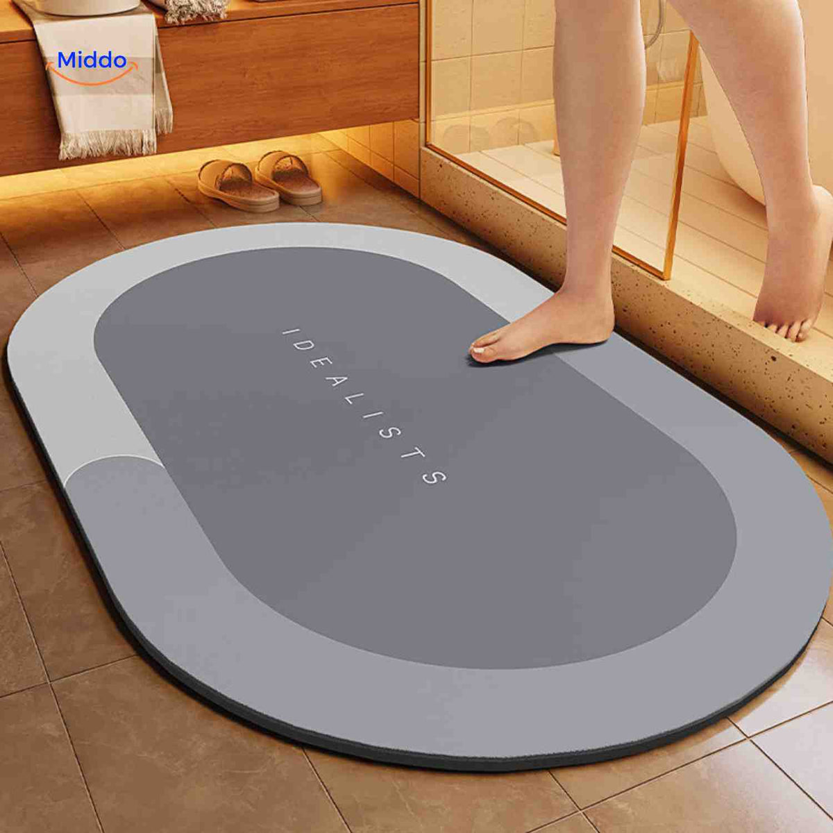 Quick-Drying, Non-Slip and Water-Absorbent Bath Mat – Gray