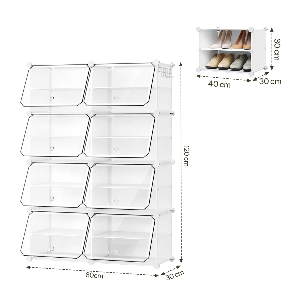 Modular Shoe Storage Cabinet - Foldable and Space-Saving Design – White