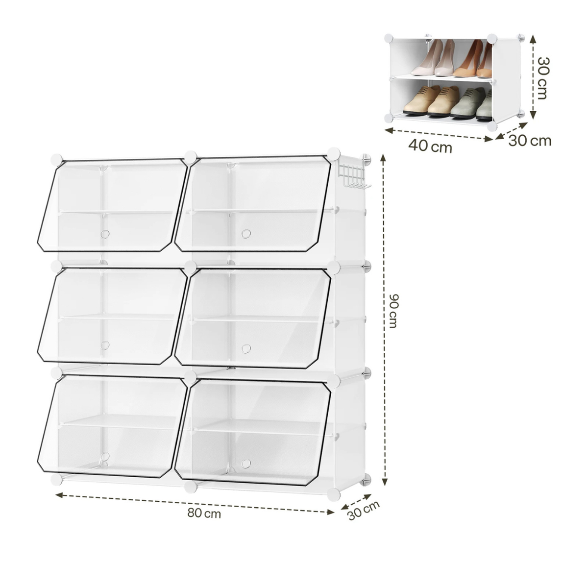 Modular Shoe Storage Cabinet - Foldable and Space-Saving Design – White
