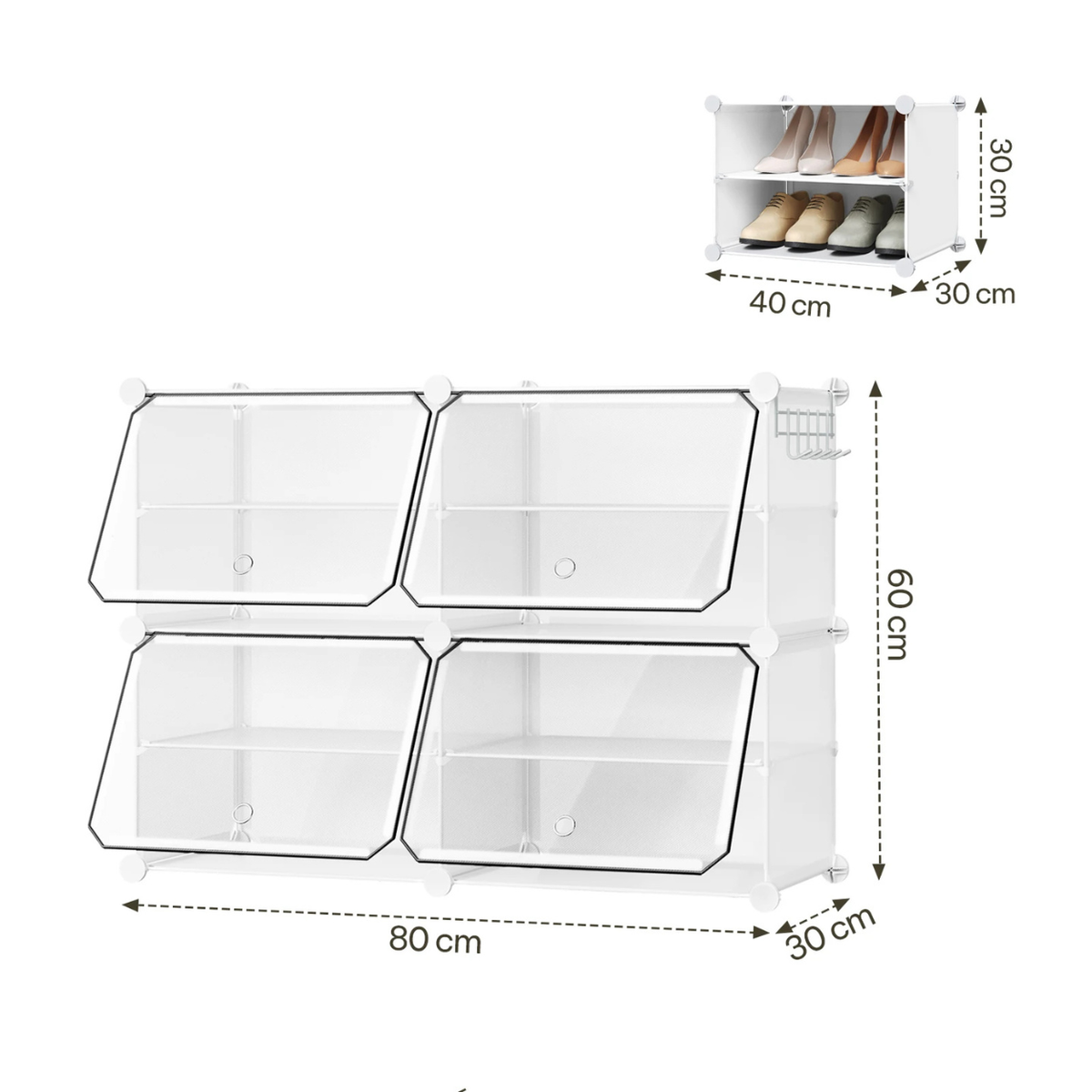 Modular Shoe Storage Cabinet - Foldable and Space-Saving Design – White
