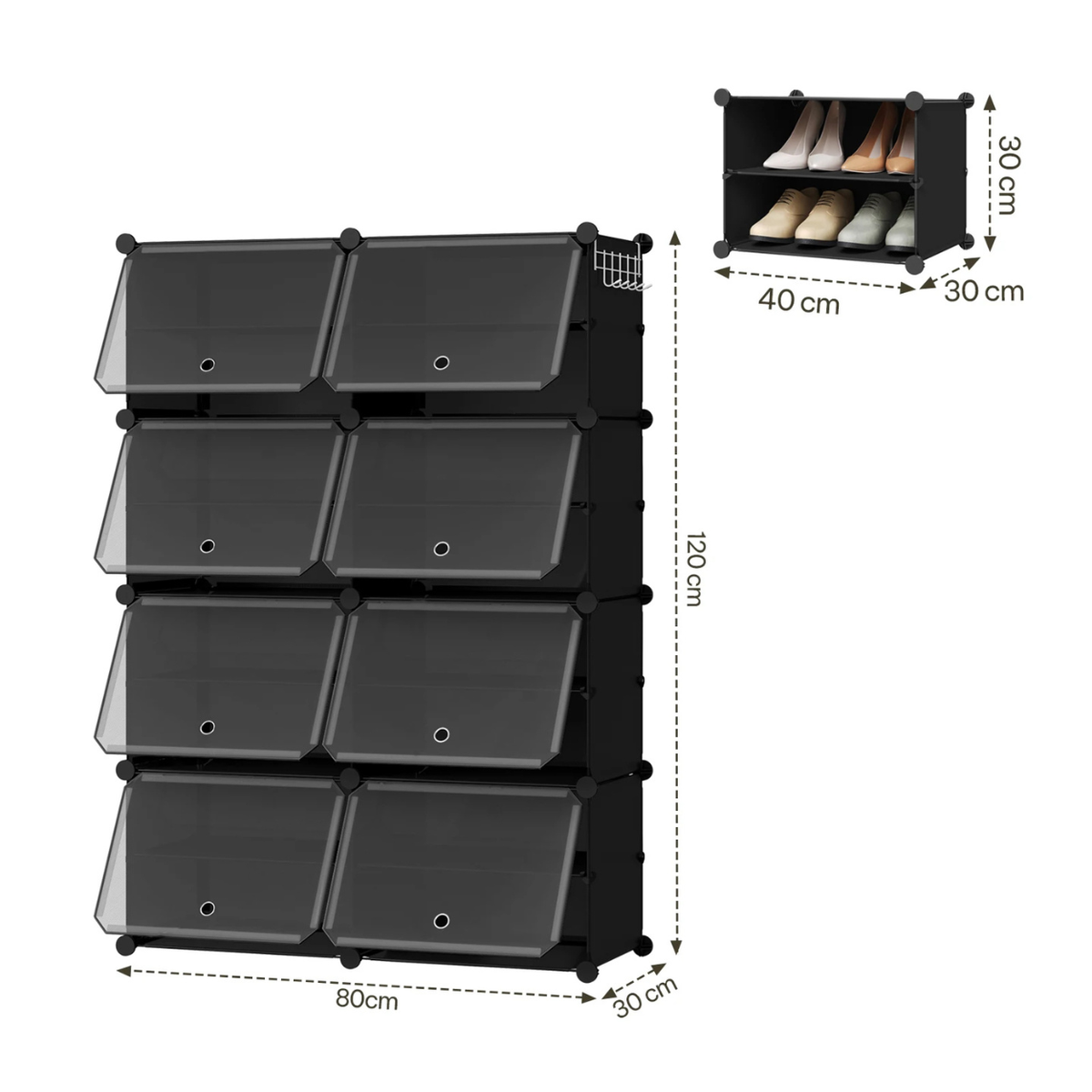 Modular Shoe Storage Cabinet - Foldable and Space-Saving Design – Black