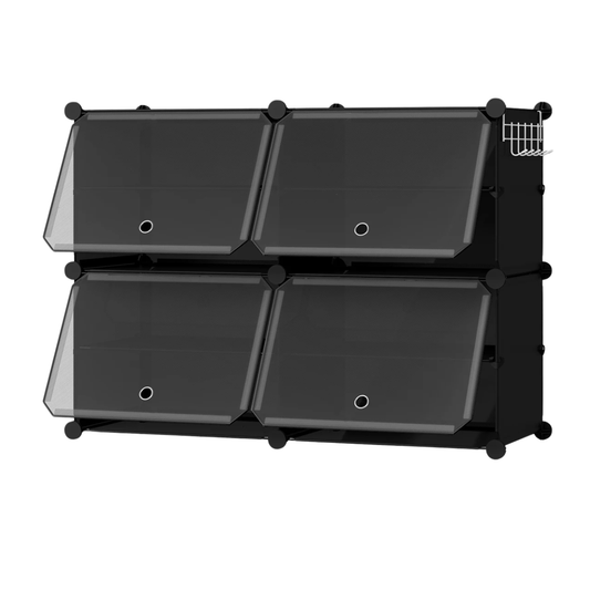 Modular Shoe Storage Cabinet - Foldable and Space-Saving Design – Black