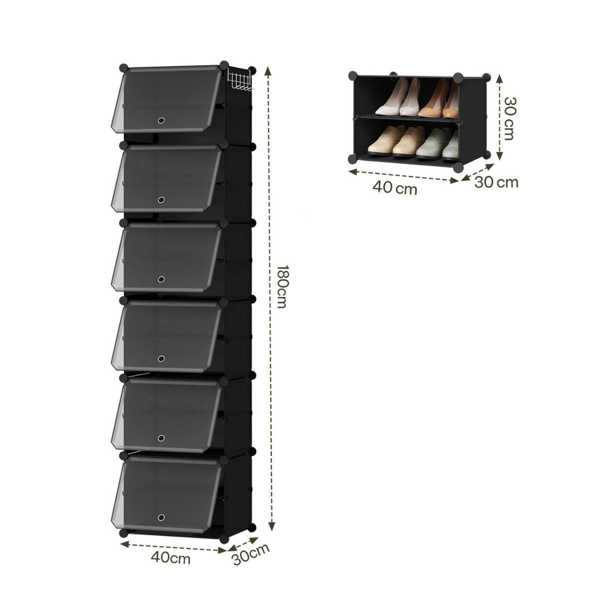 Modular Shoe Storage Cabinet - Foldable and Space-Saving Design – Black