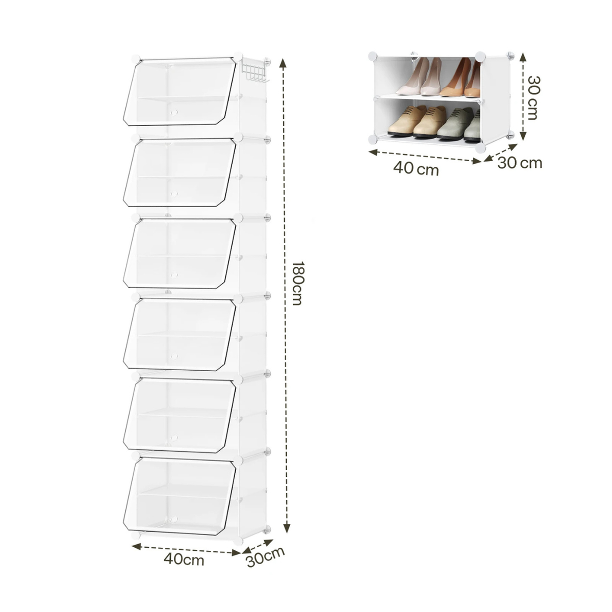 Modular Shoe Storage Cabinet - Foldable and Space-Saving Design – White