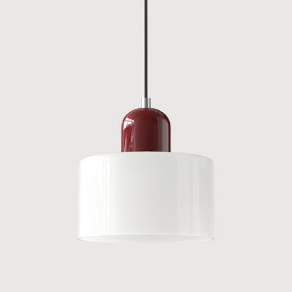 Adjustable Height Pendant Light with Colorful Glass Shade
