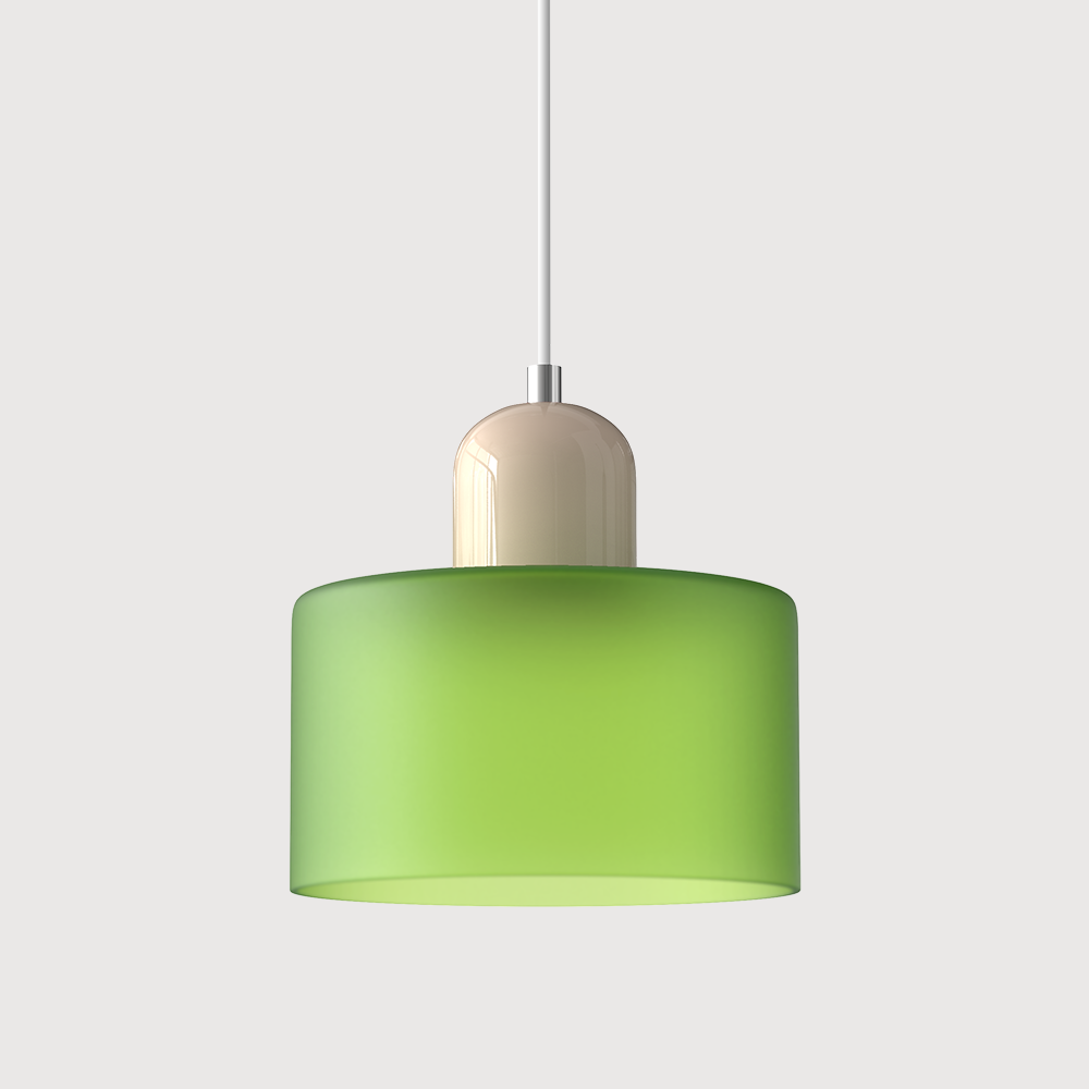 Adjustable Height Pendant Light with Colorful Glass Shade