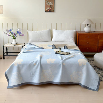 Serene Floral Cotton Throw Blanket