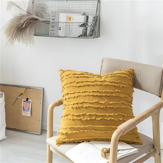 Chic Fringe Throw Pillow Cover for Stylish Interiors – Vintage Yellow