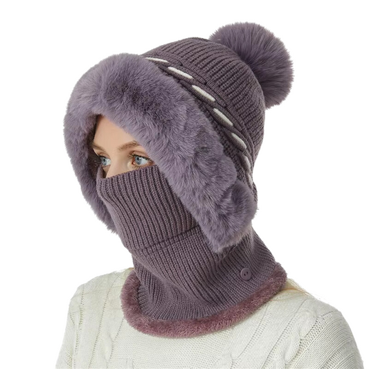 2-in-1 Fleece Scarf and Hat Set – Soft and Cozy Warmth – Purple