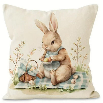 Charming Bunny Easter Throw Pillow Covers Set