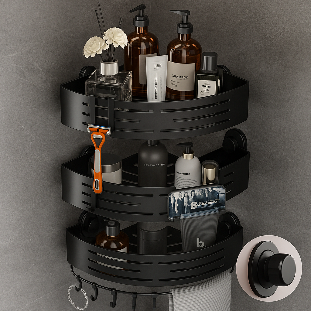 Triangular Shower Organizer – Midnight black