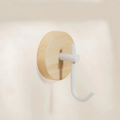 Sleek Adhesive Wooden Wall Hooks for Easy Organization – Ivory Curve