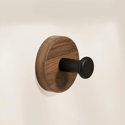 Sleek Adhesive Wooden Wall Hooks for Easy Organization – Walnut Dot