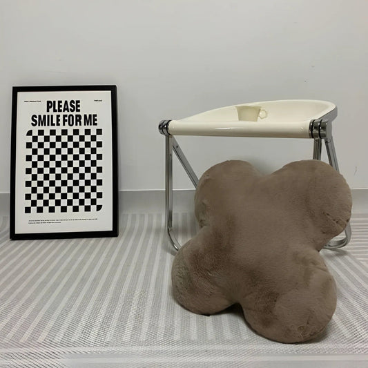 Charming Clover-Shaped Plush Pillow for Cozy Decor – Taupe Cloud