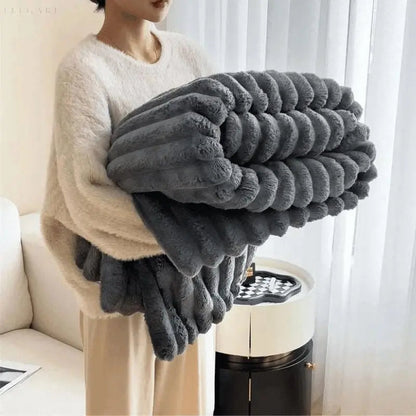Soft Warm Plush Blanket in Cozy Fleece – Dark Gray