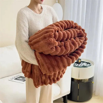 Soft Warm Plush Blanket in Cozy Fleece – Coffee