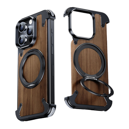 Wooden Phone Case Featuring Adjustable Stand – Black