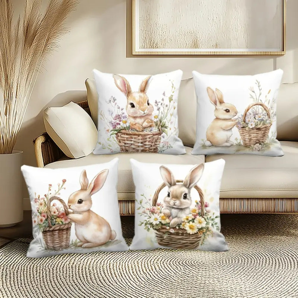 Charming Springtime Bunny Cushion Covers