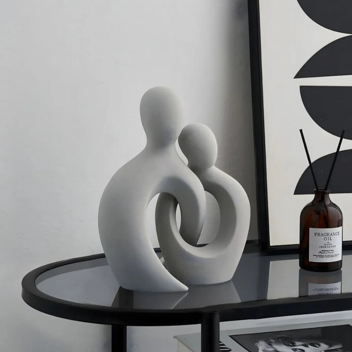 Modern Ceramic Sculpture of Abstract Couple – Unique Home Decoration – Stone Bond