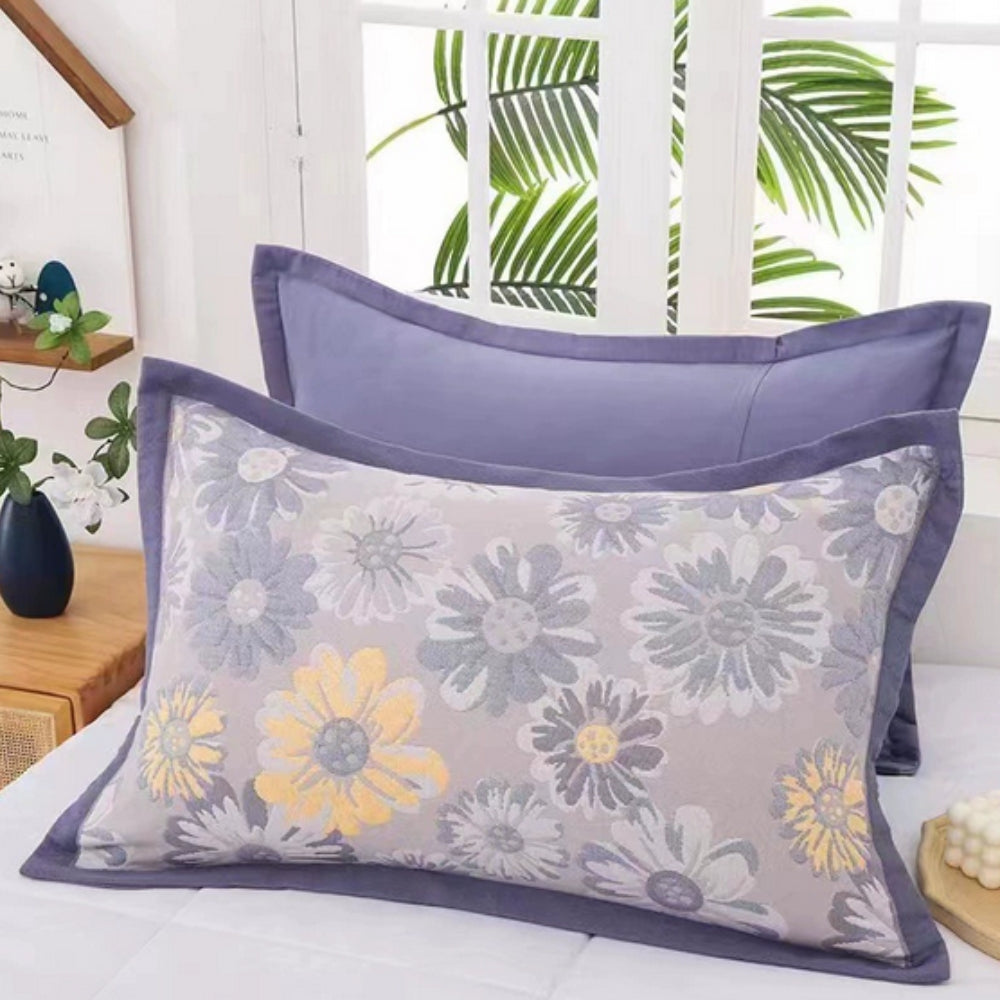 Charming Floral Design Cotton Pillowcases – Dusk Daisy