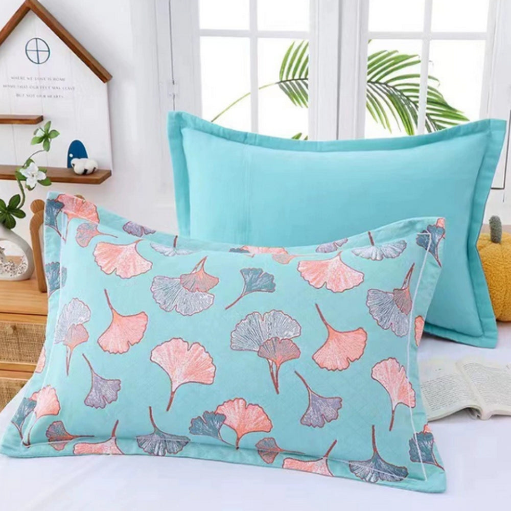 Charming Floral Design Cotton Pillowcases – Mint Ginkgo