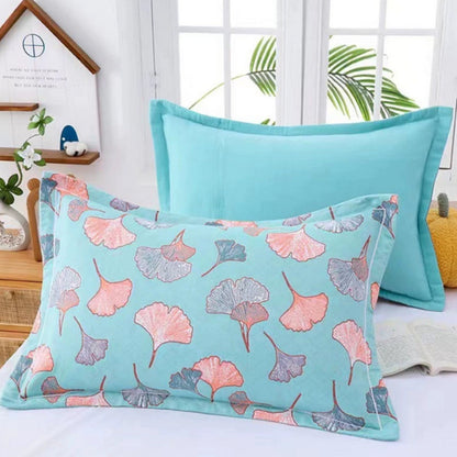 Charming Floral Design Cotton Pillowcases – Mint Ginkgo