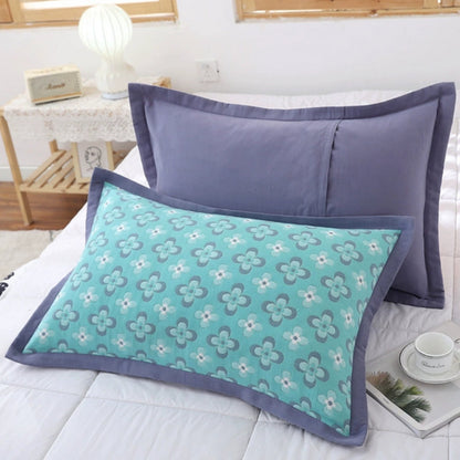 Charming Floral Design Cotton Pillowcases – Aqua Petal