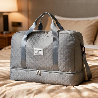 TravelMate Duffel Bag with Separate Shoe Compartment – Blue