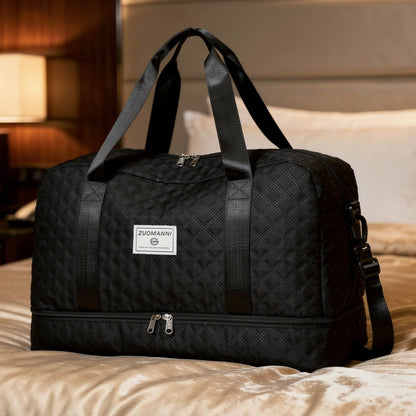 TravelMate Duffel Bag with Separate Shoe Compartment – Black