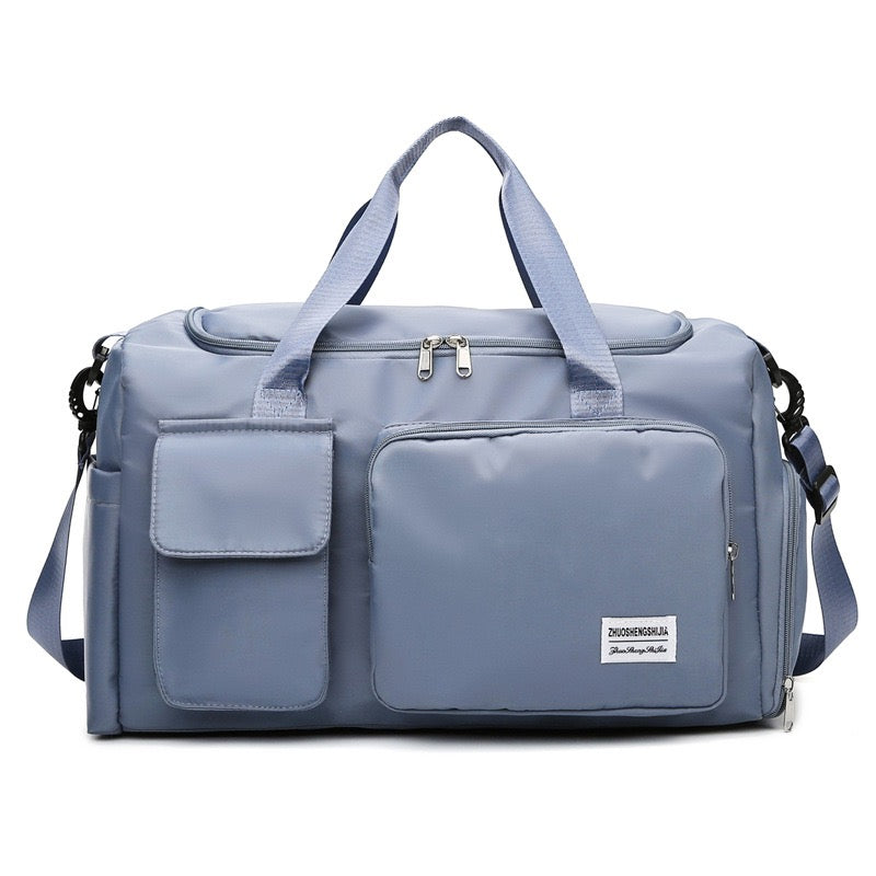 Sport Duffle Bag with Multiple Compartments and Shoe Section – Gray