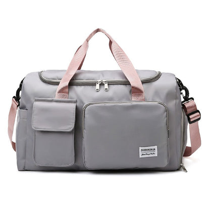 Sport Duffle Bag with Multiple Compartments and Shoe Section – Gray Pink