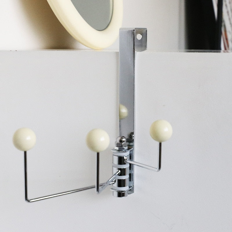 3-Arm Rotatable Over-the-Door Hook – Adjustable Hanger – White
